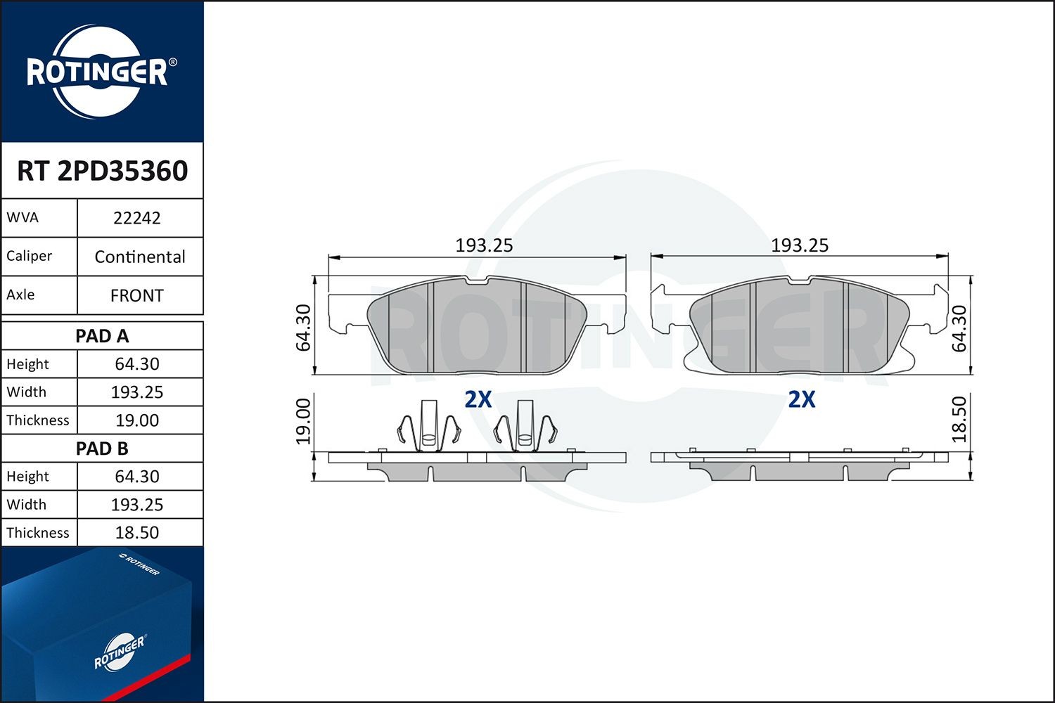 ROTINGER Bromsbelägg RT 2PD35360 RT 2PD35360 ROTINGER bromsklossar FORD C-MAX