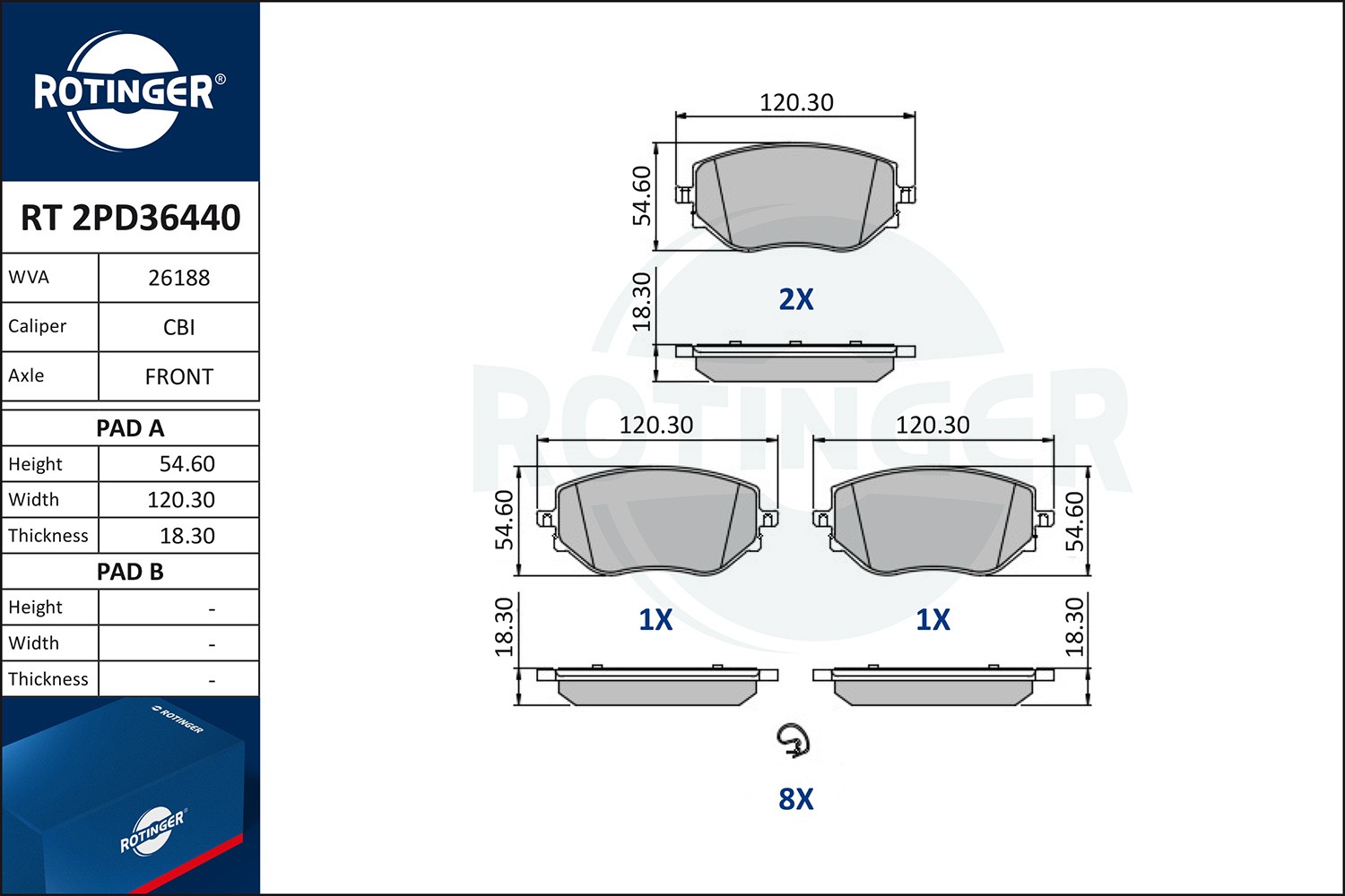 ROTINGER Kit pastiglie freni RT 2PD36440 RT 2PD36440 Pastiglie freno sportive ROTINGER Mini