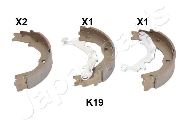 JAPANPARTS Jogo de maxilas de travão, travão de estacionamento GF-K19AF GF-K19AF Maxilas de travão de mão JAPANPARTS LAND ROVER DISCOVERY