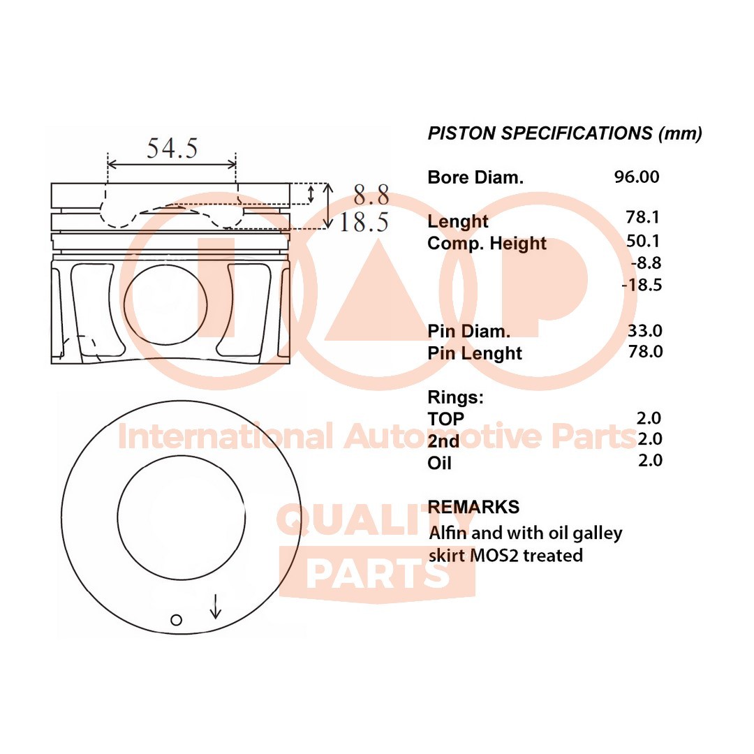 IAP QUALITY PARTS Zuiger 100-13142 IAP QUALITY PARTS 100-13142 Zuiger Vios / Yaris III Sedan (XP150) prijs