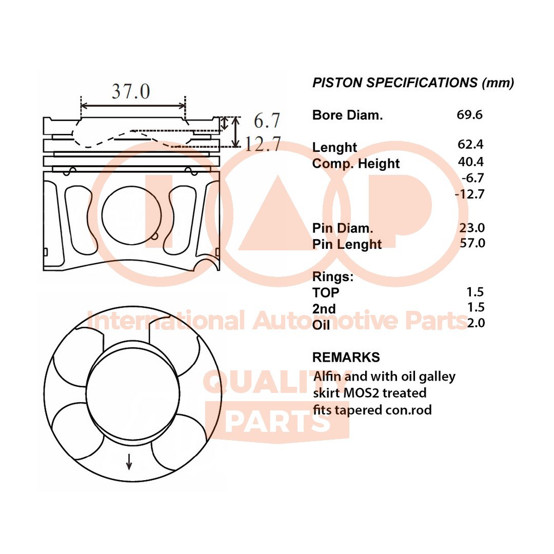 IAP QUALITY PARTS Pistone motore 100-20080 100-20080 Pistone OPEL CORSA IAP QUALITY PARTS costo