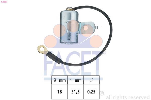 FACET Condensatore, Impianto d'accensione 0.0323 0.0323 Spinterogeno FACET PEUGEOT 207 costo