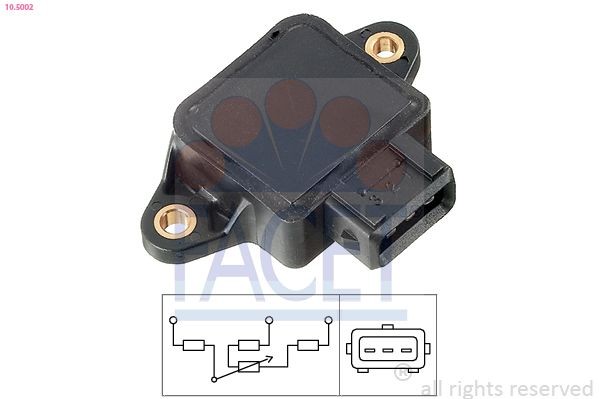 FACET Αισθητ., θέση πεταλ. γκαζιού 10.5002 10.5002 Αισθητήρας θέσης πεταλούδας γκαζιού KIA SEPHIA FACET