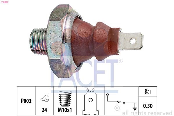 FACET Interruptor de pressão do óleo 7.0007 Conector de pressão de óleo motor FACET Honda INSIGHT 7.0007