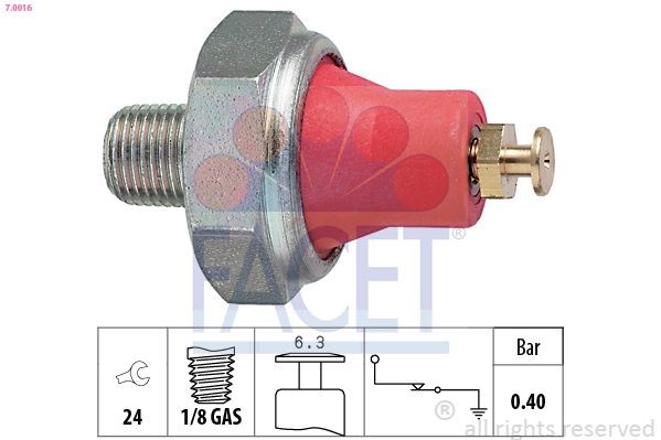 FACET Oljetrycksgivare 7.0016 FACET 7.0016 Oljetrycksgivare Toyota Prado J120 original
