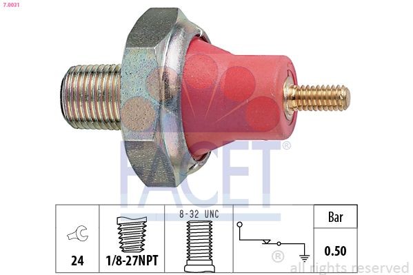 FACET Eļļas spiediena devējs 7.0031 FACET 7.0031 Eļļas spiediena sensors Transit Mk4 Van (VE83) cena