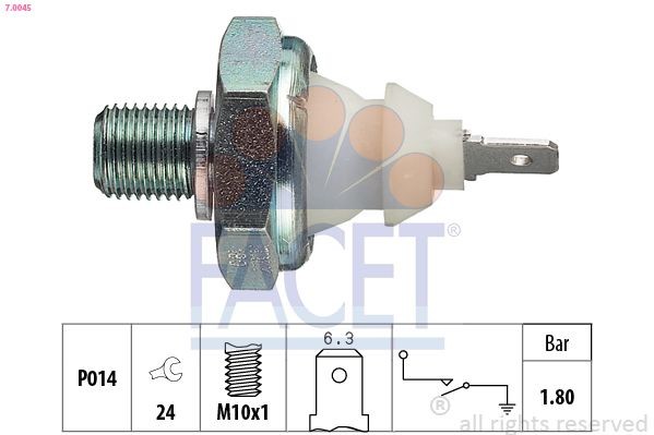 FACET Capteur de pression d'huile 7.0045 7.0045 Manocontact de pression d'huile AUDI A8 FACET