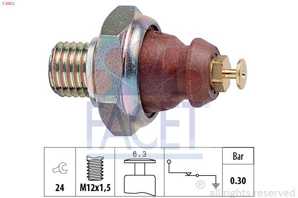 FACET Eļļas spiediena devējs 7.0052 FACET 7.0052 Eļļas spiediena sensors BMW E36 Cabrio cena