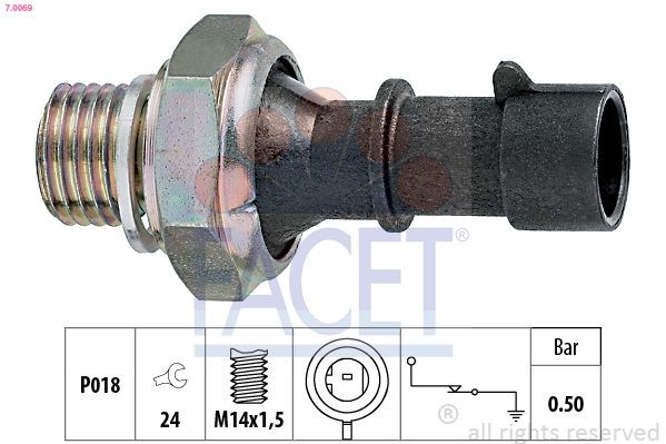 FACET Διακόπτης πίεσης λαδιού 7.0069 FACET 7.0069 Βαλβιδες λαδιου Saab 9-3 Combi τιμες