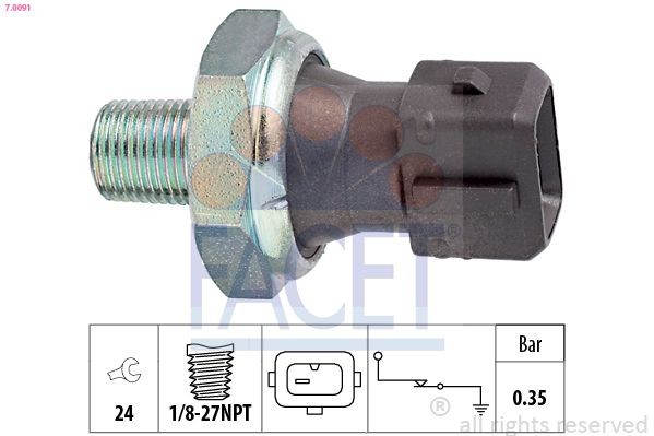 Interruptor de pressão do óleo FACET 7.0091 FACET 7.0091 Interruptor de pressão do óleo Land Rover DISCOVERY 2000