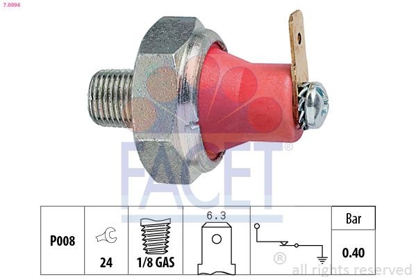 FACET Eļļas spiediena devējs 7.0094 FACET 7.0094 Eļļas spiediena sensors Mitsubishi Colt 4 cena