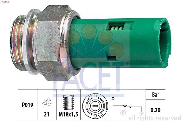 FACET Capteur de pression d'huile 7.0110 Renault CLIO Manocontact de pression d'huile FACET 7.0110