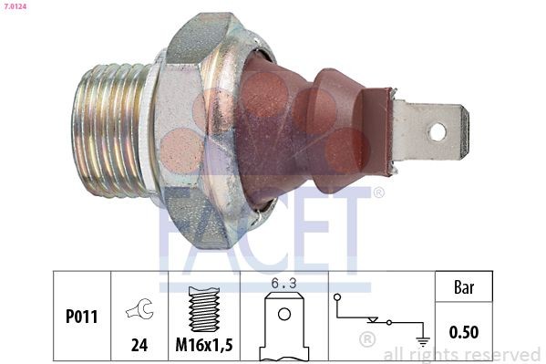 FACET Oljetrycksgivare 7.0124 Byta Oljetrycksgivare SKODA 105 / 120 (742) kostnad FACET 7.0124