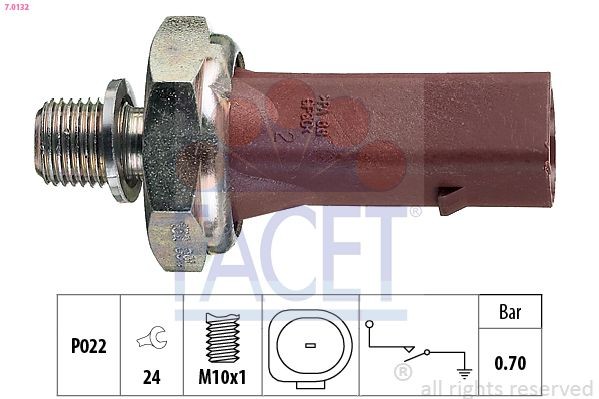 Interruptor de pressão do óleo FACET 7.0132 FACET 7.0132 Conector de pressão de óleo motor SEAT CORDOBA 2007