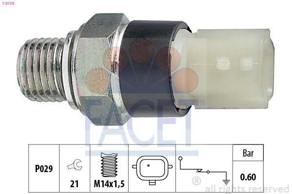 Interruttore di pressione olio FACET 7.0178 FACET 7.0178 Bulbo pressione olio RENAULT MEGANE 2019