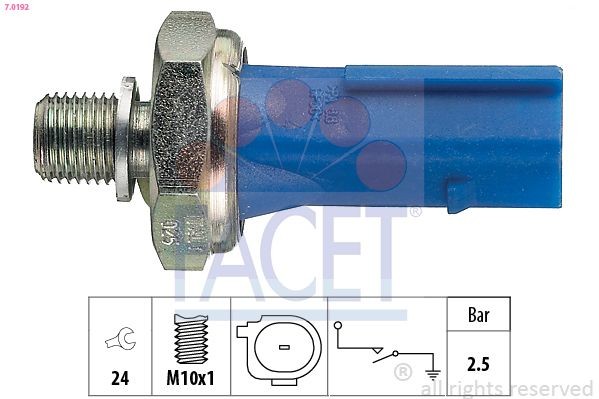 FACET Olietrykskontakt 7.0192 FACET 7.0192 VW Golf Alltrack Oljetrycksgivare pris
