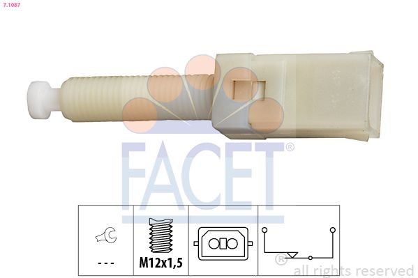 Διακόπτης των φώτων φρένων FACET 7.1087 FACET 7.1087 Διακόπτης φρένων AUDI 80 2010
