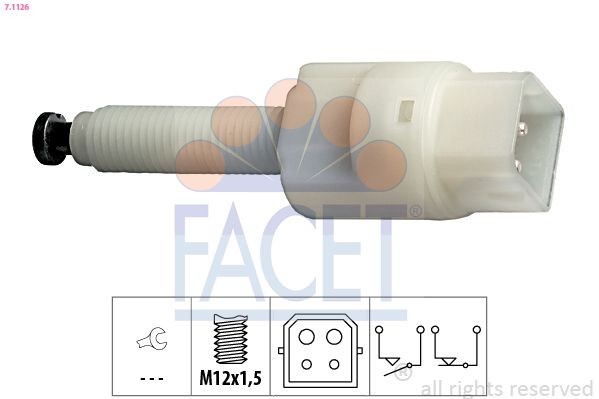 FACET Διακόπτης των φώτων φρένων 7.1126 7.1126 Διακοπτης φωτων φρενων AUDI A4 FACET