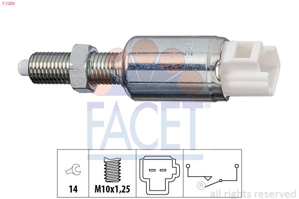 FACET Commande, embrayage (régulateur de vitesse) 7.1259 7.1259 Contacteur d'embrayage FACET OPEL CORSA