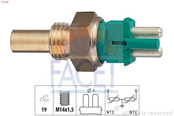 FACET Devējs, Dzesēšanas šķidruma temperatūra 7.3140 7.3140 Temperatūras sensors FACET MERCEDES-BENZ SPRINTER