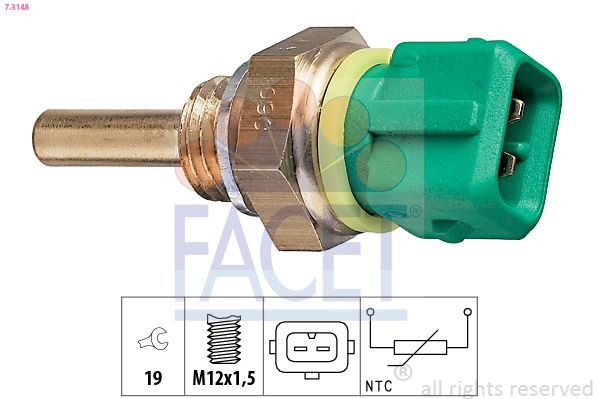 FACET Sensor, coolant temperature 7.3148 7.3148 FACET coolant temperature sensor for CITROЁN