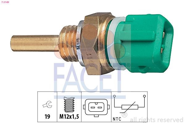 FACET Sensor, coolant temperature 7.3149 7.3149 FACET coolant temperature sending unit for CITROЁN