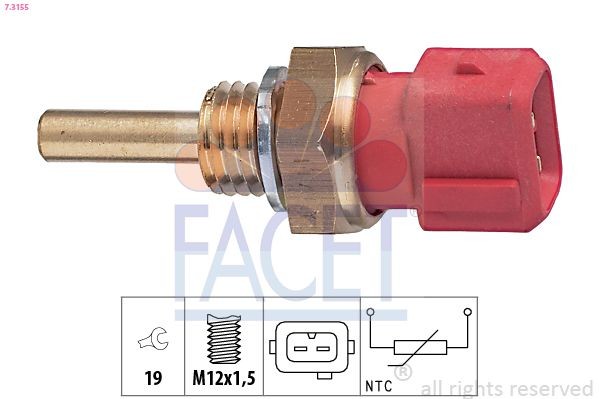 FACET Sensor, temperatura do líquido de refrigeração 7.3155 Sensor de temperatura da cabeça do motor NISSAN FACET 7.3155