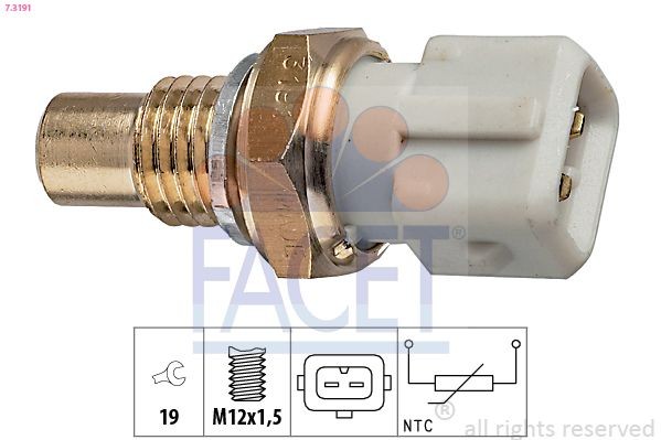 FACET Sensor, temperatura do líquido de refrigeração 7.3191 Sensores Renault Safrane B54: Sensor, temperatura do líquido de refrigeração FACET 7.3191