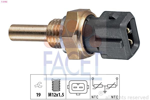 FACET Sensor, kylmedietemperatur 7.3192 VAUXHALL Cresta Sedan Tempgivare FACET 7.3192