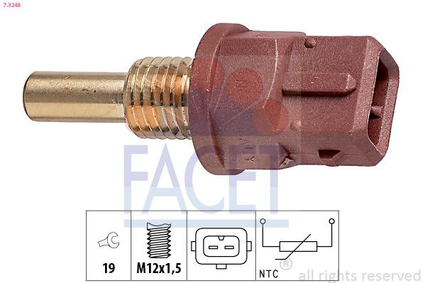 FACET Sensor, oljetemperatur 7.3248 Oljetemperatur sensor FACET Volkswagen TOURAN 7.3248