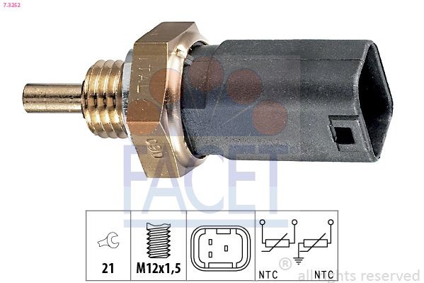 FACET Sonde de température, liquide de refroidissement 7.3252 Capteur de température d'eau FACET QASHQAI 7.3252 pas cher
