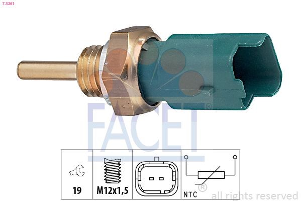 FACET Sensor, temperatura do líquido de refrigeração 7.3261 Sensor de temperatura do motor FACET 147 7.3261 baratos