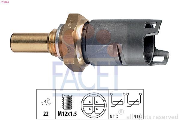FACET Sensor, kølevæsketemp. 7.3274 7.3274 Kølevæsketemperatur sensor BMW X3 FACET