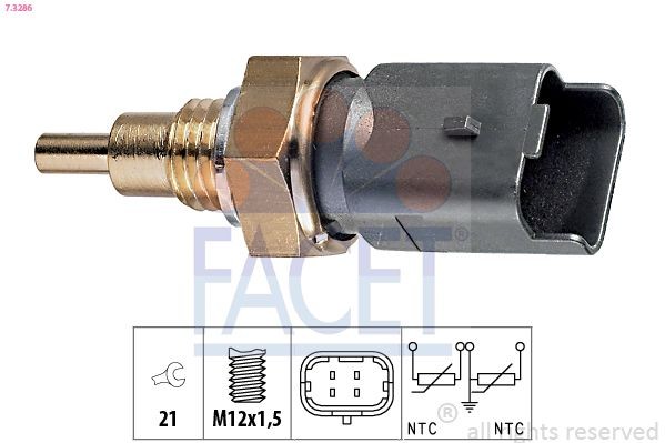 FACET Sensor, kylmedietemperatur 7.3286 ALFA ROMEO temperaturgivare FACET 7.3286