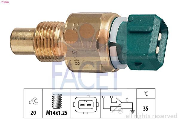 FACET Sensor, temperatura do líquido de refrigeração 7.3548 FACET Sensor de temperatura do líquido de arrefecimento NISSAN 7.3548