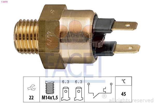 FACET Termocontatto, Spia segnalazione refrigerante 7.4079 7.4079 costo Termocontatto ventola radiatore ALFA ROMEO GIULIETTA FACET