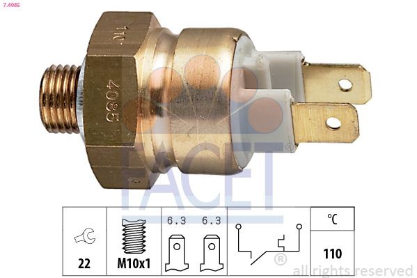 FACET Temperatuurschakelaar, koelmiddelwaarschuwingslamp 7.4085 7.4085 Thermoschakelaar radiateurventilator AUDI A1 FACET
