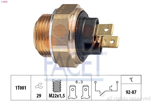 FACET Termocontatto ventola radiatore 7.5000 FACET 7.5000 Termointerruttore ventola Toyota PREVIA / ESTIMA originali