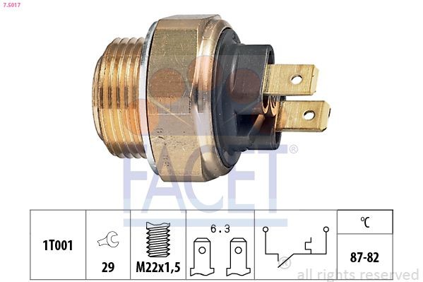 FACET Termoslēdzis, Radiatora ventilators 7.5017 Termoslēdzis radiatora ventilators FACET Skoda SUPERB 7.5017