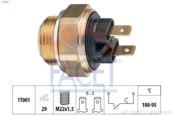 FACET Temperaturschalter, Kühlerlüfter 7.5019 Temperaturschalter Kühlerlüfter FACET Ford TRANSIT CUSTOM 7.5019