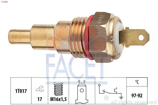 FACET Termokontakt, kylarfläkt 7.5069 7.5069 FACET temperaturkontakt insug Mazda 6