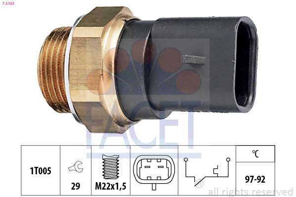 FACET Termoslēdzis, Radiatora ventilators 7.5103 7.5103 Termoslēdzis radiatora ventilators SKODA SUPERB FACET