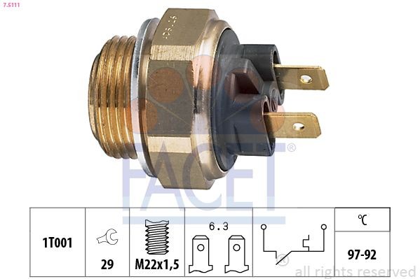 FACET Temperatuurilülitus, radiaatorivent. 7.5111 Temperatuurilülitus radiaatoriventilaator FACET C3 7.5111 odav