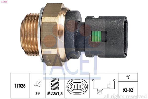FACET Interruptor de temperatura, ventilador do radiador 7.5128 FACET Interruptor de temperatura ventilador do radiador RENAULT TRUCKS 7.5128