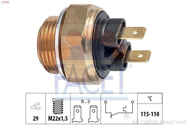 FACET Temperatuurschakelaar, radiateurventilator 7.5135 FACET 7.5135 Thermoschakelaar radiateurventilator Land Rover Discovery 3 prijs