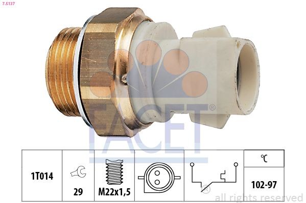 FACET Interruptor de temperatura, ventilador do radiador 7.5137 7.5137 Interruptor de temperatura ventilador do radiador FACET KIA CARENS