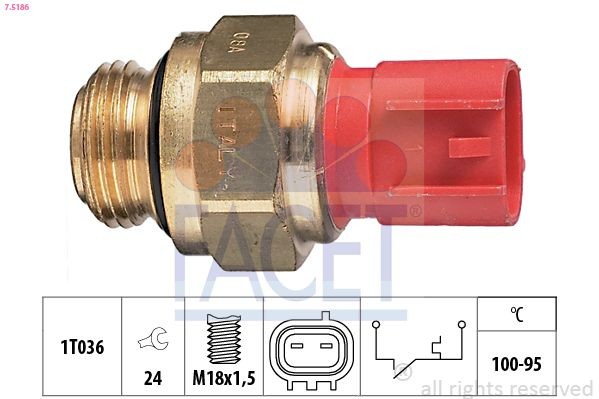 FACET Temperaturbryter, kjølevifte 7.5186 7.5186 Temperaturbryter kjølevifte NISSAN ALMERA FACET