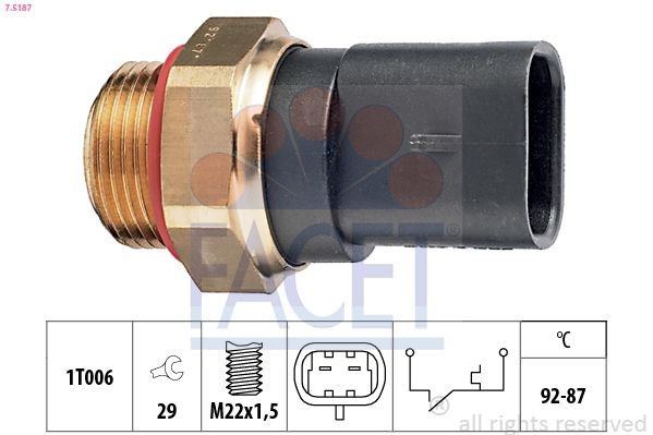 FACET Termocontatto ventola radiatore 7.5187 FACET 7.5187 costo Termocontatto ventola radiatore IVECO Daily III Bus originale