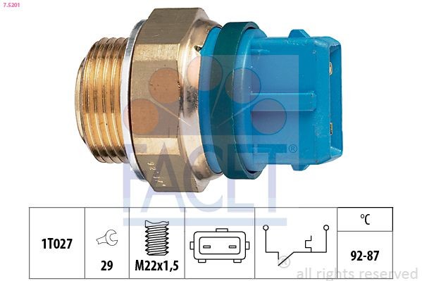 FACET Interruptor de temperatura, ventilador do radiador 7.5201 Interruptor de temperatura ventilador do radiador FACET Kia CARENS 7.5201