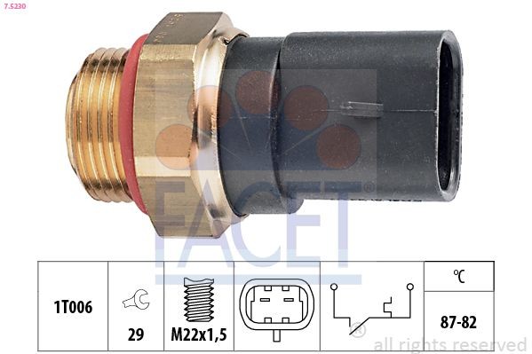 FACET Interruptor de temperatura, ventilador do radiador 7.5230 Interruptor de temperatura ventilador do radiador FACET Fiat DUCATO 7.5230